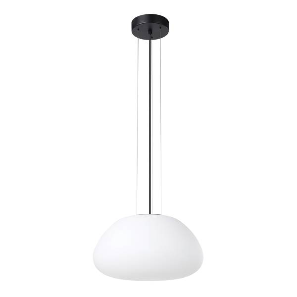 Suspension Balmes type A Acier / Verre opalin - Noir - 1 ampoule