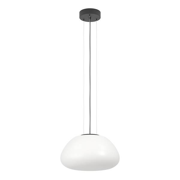 Suspension Balmes type A Acier / Verre opalin - Noir - 1 ampoule