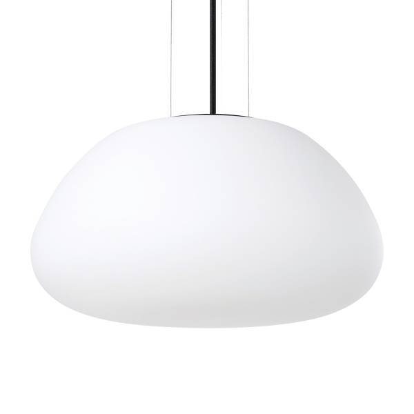 Suspension Balmes type A Acier / Verre opalin - Noir - 1 ampoule