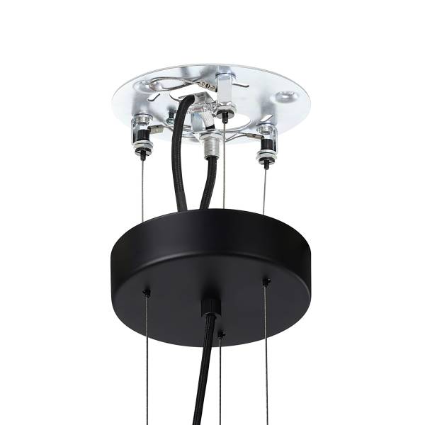 Suspension Balmes type A Acier / Verre opalin - Noir - 1 ampoule