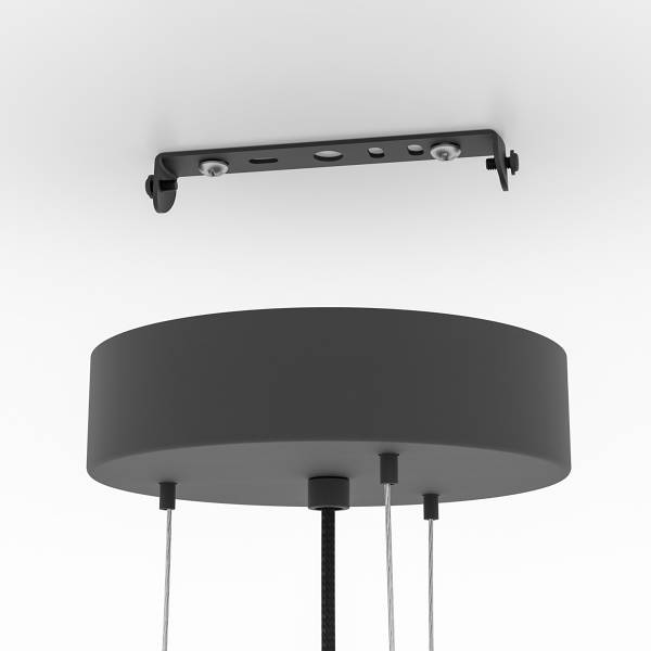 Suspension Balmes type A Acier / Verre opalin - Noir - 1 ampoule