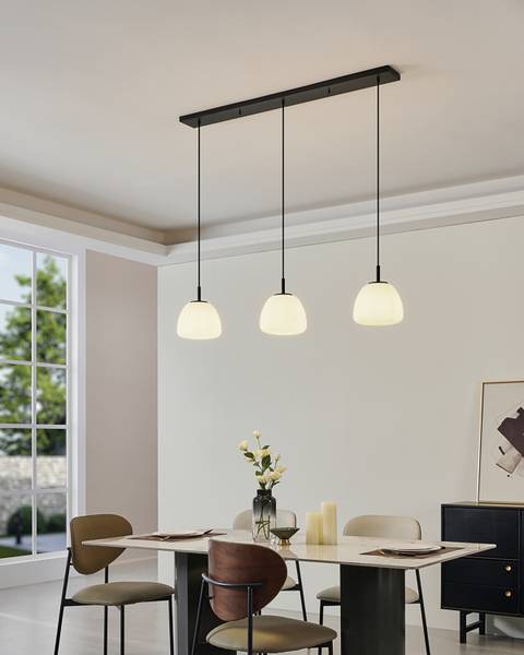 Hanglamp Balmes type B staal/opaalglas - zwart - Aantal lichtbronnen: 3