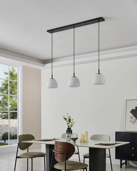 Hanglamp Balmes type B staal/opaalglas - zwart - Aantal lichtbronnen: 3