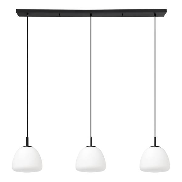 Hanglamp Balmes type B staal/opaalglas - zwart - Aantal lichtbronnen: 3