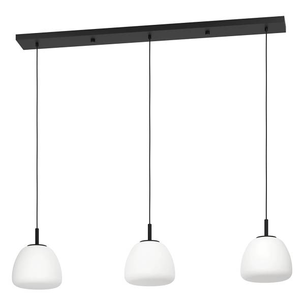 Hanglamp Balmes type B staal/opaalglas - zwart - Aantal lichtbronnen: 3