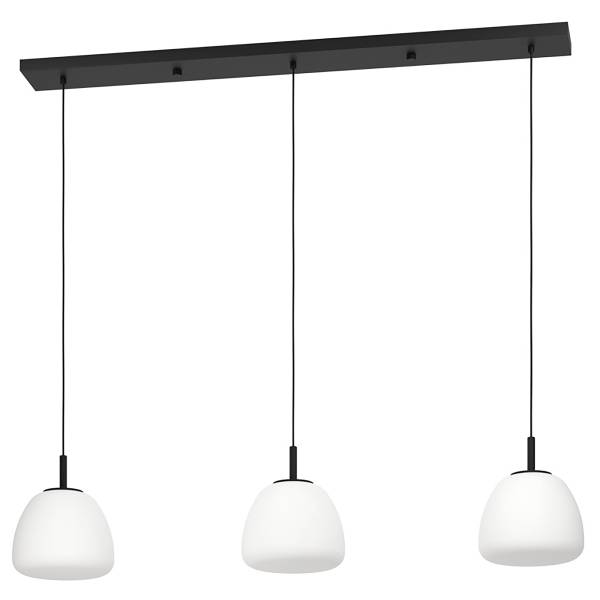 Hanglamp Balmes type B staal/opaalglas - zwart - Aantal lichtbronnen: 3