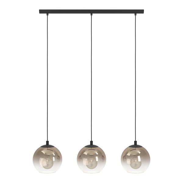 Pendelleuchte Ariscani Typ B Stahl / Rauchglas - 3-flammig - Schwarz / Kupfer