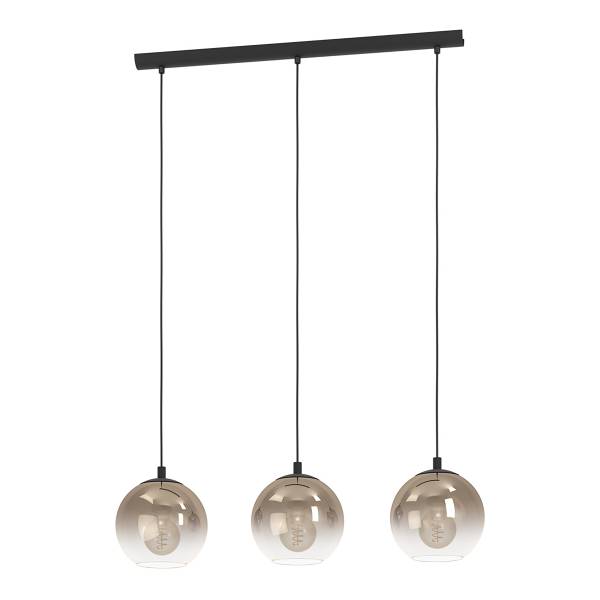 Pendelleuchte Ariscani Typ B Stahl / Rauchglas - 3-flammig - Schwarz / Kupfer