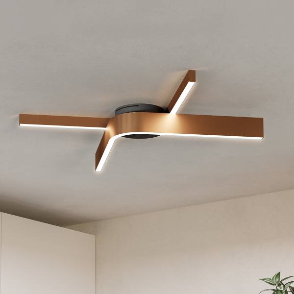 Lampada da soffitto LED Folcino-Z Alluminio / Acciaio - Bronzo - 2 punti luce