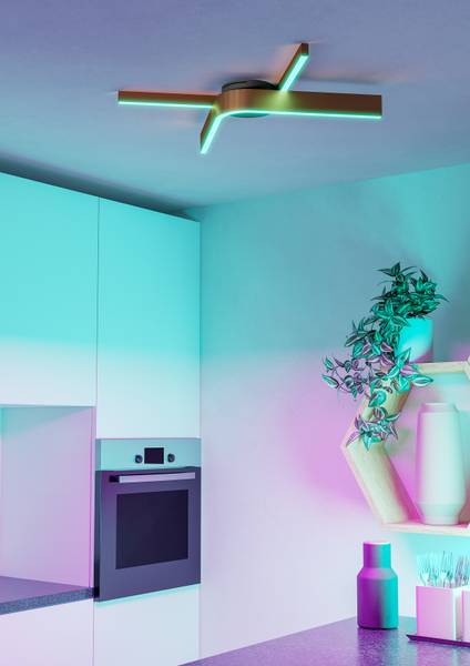 Lampada da soffitto LED Folcino-Z Alluminio / Acciaio - Bronzo - 2 punti luce