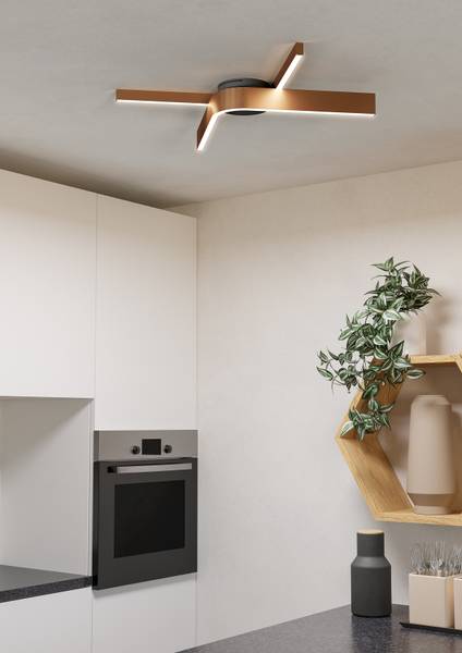 Lampada da soffitto LED Folcino-Z Alluminio / Acciaio - Bronzo - 2 punti luce