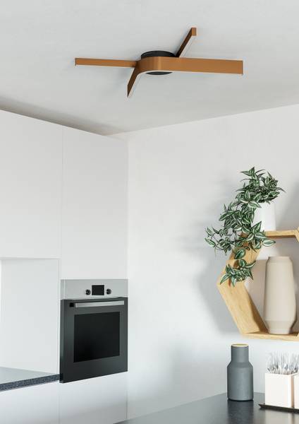 Lampada da soffitto LED Folcino-Z Alluminio / Acciaio - Bronzo - 2 punti luce