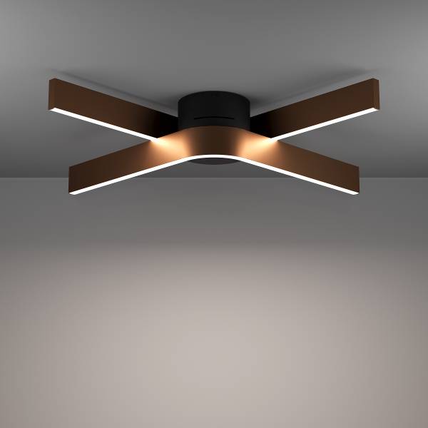 Lampada da soffitto LED Folcino-Z Alluminio / Acciaio - Bronzo - 2 punti luce