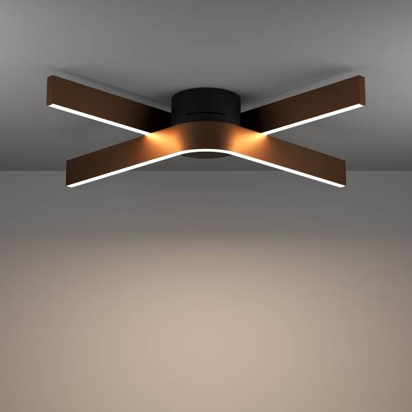 Lampada da soffitto LED Folcino-Z Alluminio / Acciaio - Bronzo - 2 punti luce