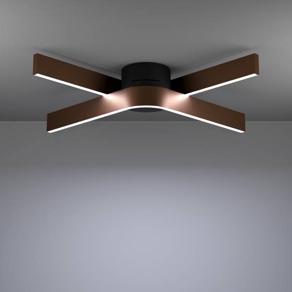 Lampada da soffitto LED Folcino-Z Alluminio / Acciaio - Bronzo - 2 punti luce