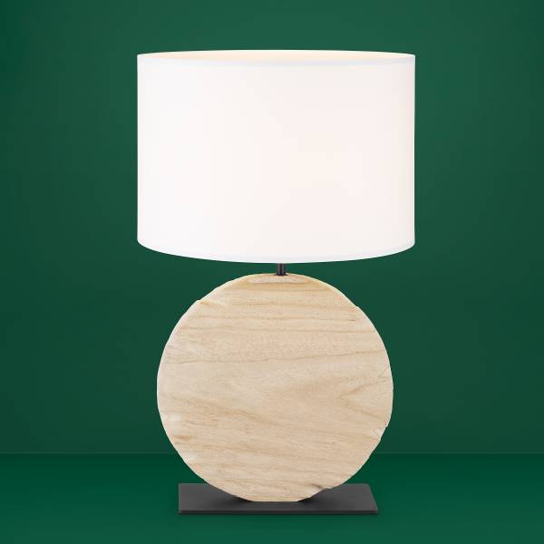 Lampada da tavolo Contessore A Tessuto misto - Bianco / Marrone - 1 punto luce
