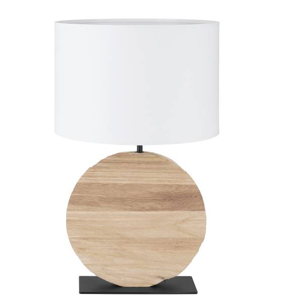 Lampada da tavolo Contessore A Tessuto misto - Bianco / Marrone - 1 punto luce