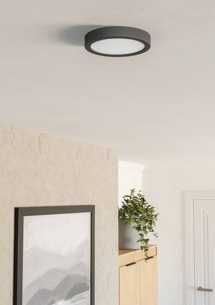 Lampada da soffitto LED Fueva 6 rotonda Materiale plastico - 1 punto luce - Nero - Diametro: 17 cm