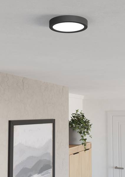 Lampada da soffitto LED Fueva 6 rotonda Materiale plastico - 1 punto luce - Nero - Diametro: 17 cm