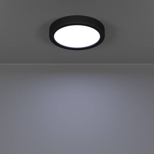 Lampada da soffitto LED Fueva 6 rotonda Materiale plastico - 1 punto luce - Nero - Diametro: 17 cm