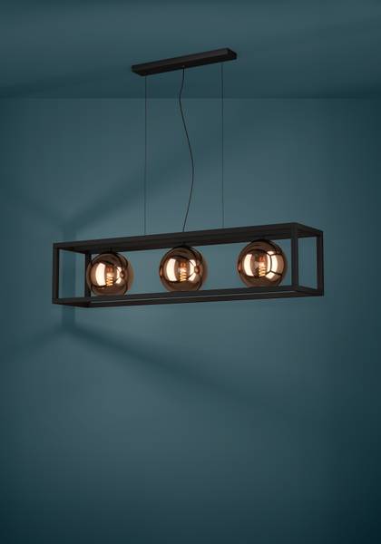 Lampada a sospensione Cordoba B Acciaio - nero / Rame - 3 punto luce