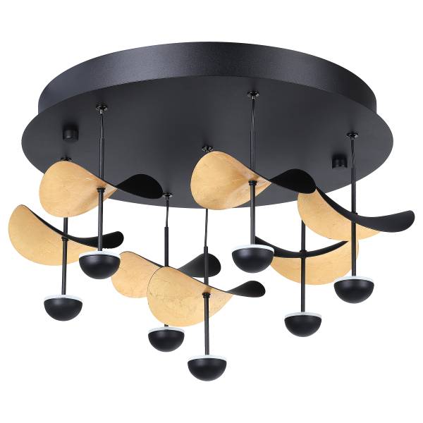 Plafonnier LED Dracera Acier - Noir / Or - 7 ampoules