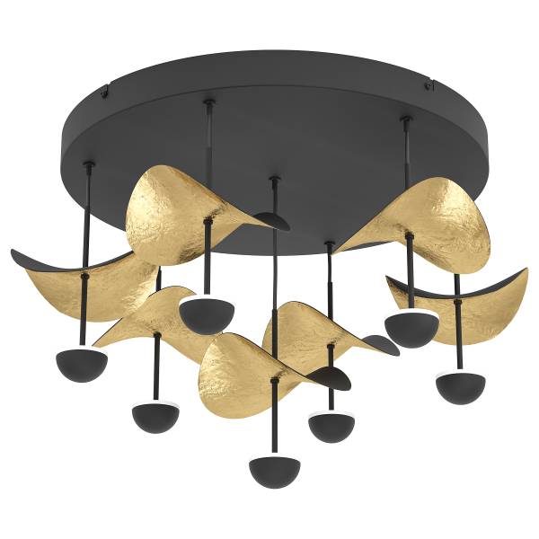 Plafonnier LED Dracera Acier - Noir / Or - 7 ampoules