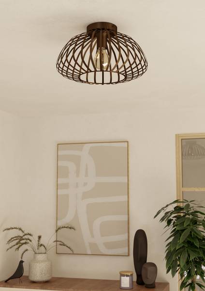 Plafondlamp Espinal staal - bronskleurig - 1-lichts