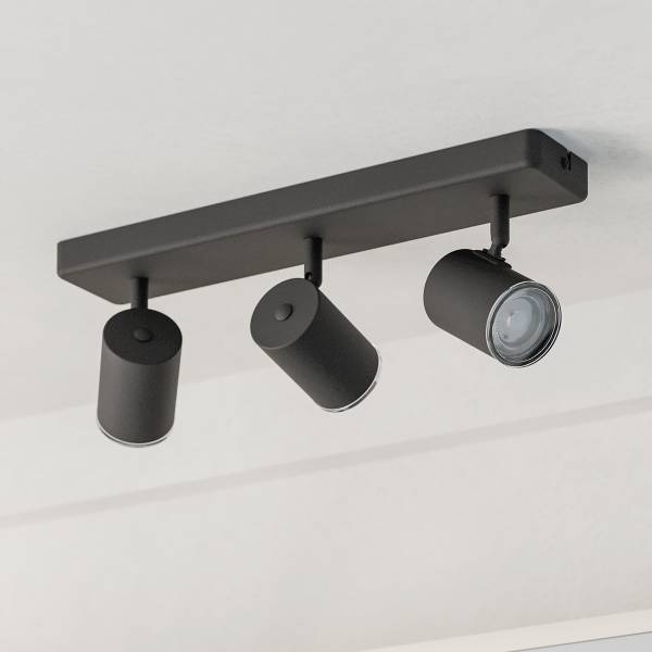 Lampada da soffitto Consuma 1 Acciaio - 3 punto luce - Nero