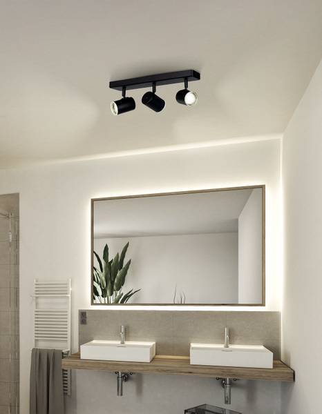 Lampada da soffitto Consuma 1 Acciaio - 3 punto luce - Nero