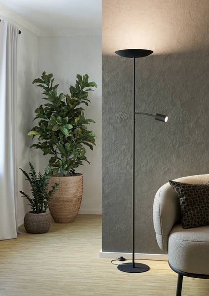 Lampadaire LED Conivarino Acier - 2 ampoules - Noir