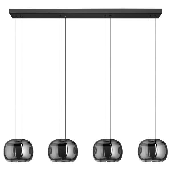 Pendelleuchte Hortunas Typ A Stahl / Rauchglas - Schwarz - 4-flammig