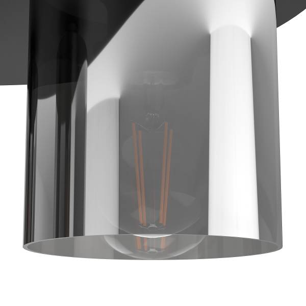 Lampada da soffitto Gorosiba Acciaio / Vetro fumé - Nero - 3 punti luce