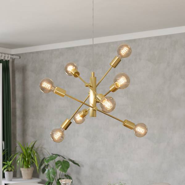 Suspension Gradoli Acier - Laiton - 8 ampoules