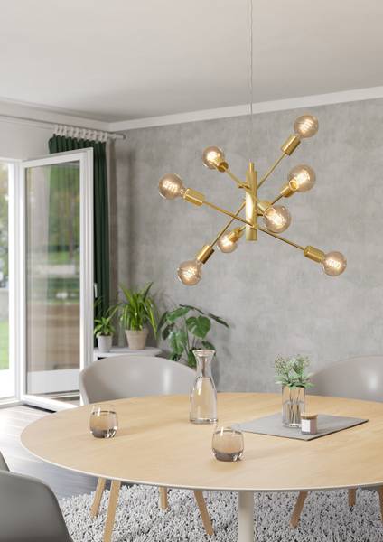 Suspension Gradoli Acier - Laiton - 8 ampoules