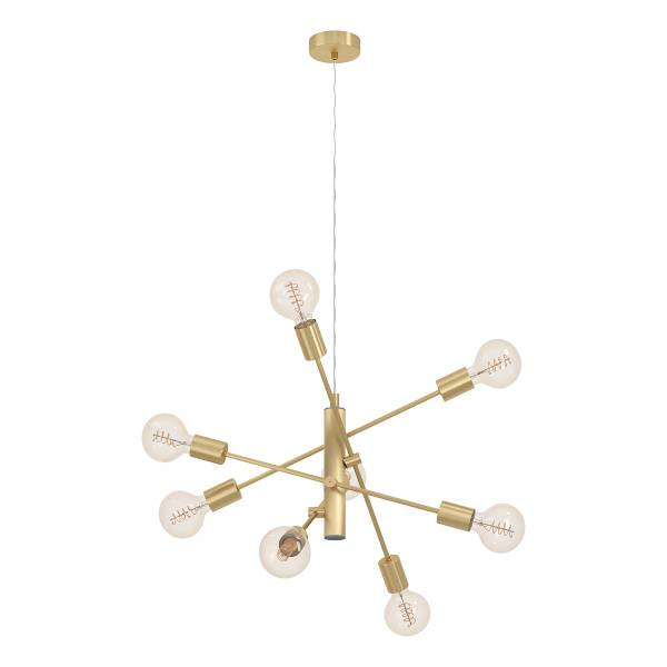 Suspension Gradoli Acier - Laiton - 8 ampoules