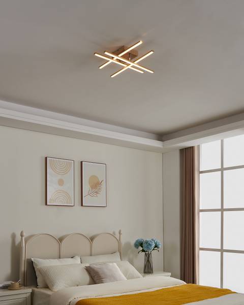 Lampada da soffitto LED Lasana 4 Alluminio / Acciaio - HellMarrone / Bianco - 4 punti luce