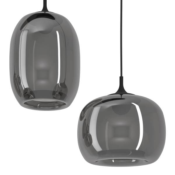 LED-hanglamp Larva staal/rookglas - zwart - 6-lichts