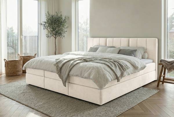 Boxspringbett Kerver Typ B Microfaser Wiam: Cremeweiß