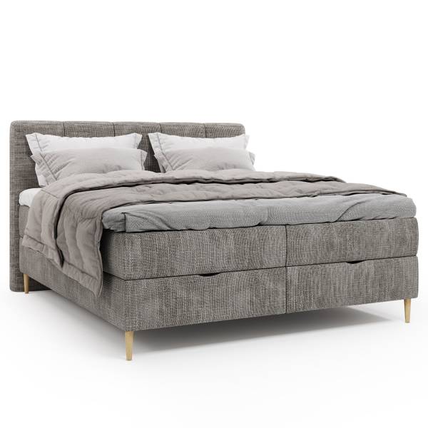 Boxspring Khediz Geweven stof Krupa: Beige-Grijs - 180 x 200 cm