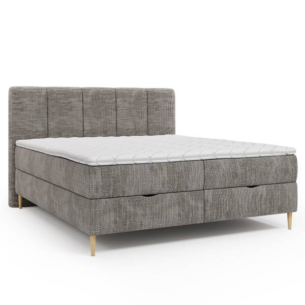 Boxspring Khediz Geweven stof Krupa: Beige-Grijs - 180 x 200 cm