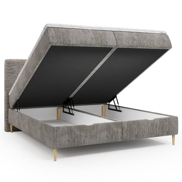 Boxspring Khediz Geweven stof Krupa: Beige-Grijs - 180 x 200 cm