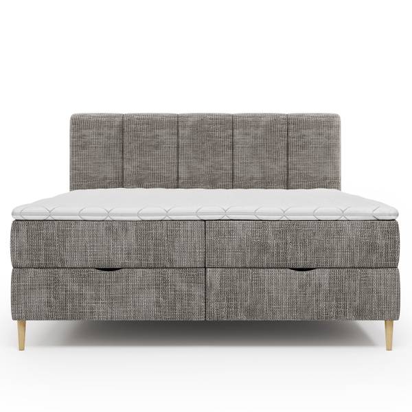 Boxspring Khediz Geweven stof Krupa: Beige-Grijs - 180 x 200 cm