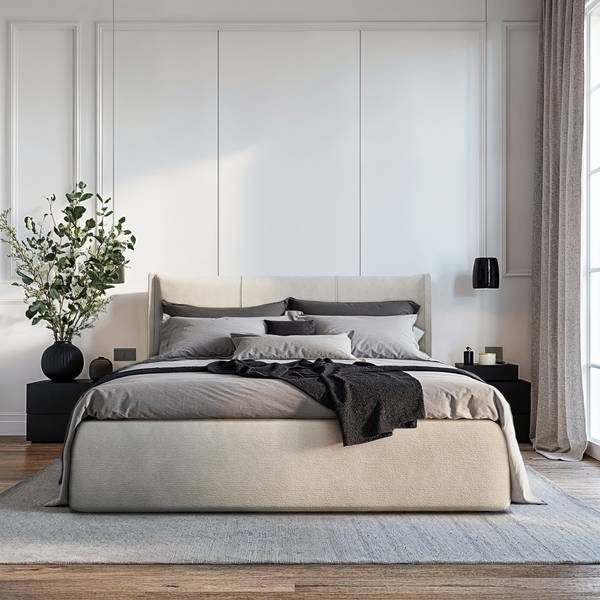 Polsterbett Didem Chenille Vinca: Beige - 180 x 200cm