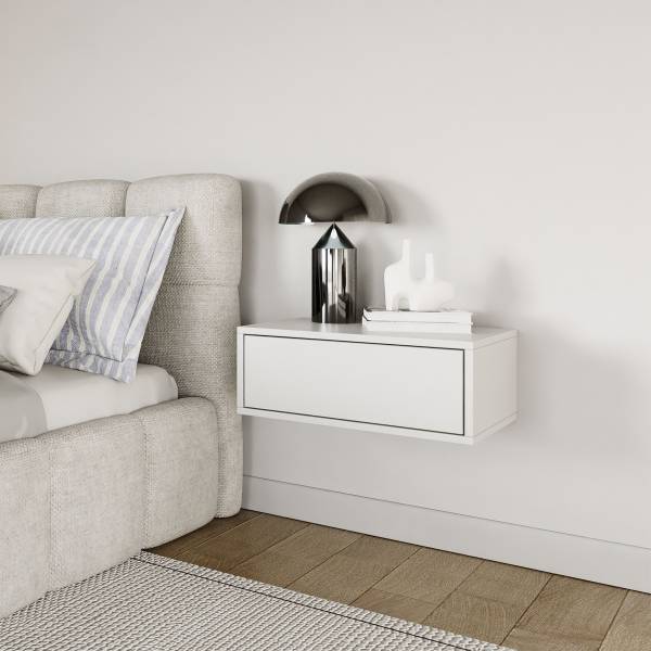 Table de chevet suspendue Framme Blanc - Hauteur : 20 cm