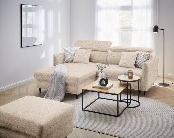 Ecksofa Rimar mit Schlaffunktion Webstoff Gleni: Beige