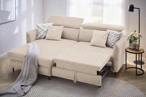 Ecksofa Rimar mit Schlaffunktion Webstoff Gleni: Beige