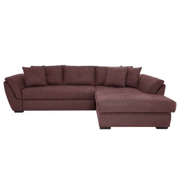 Ecksofa Baeta mit Schlaffunktion Webstoff Roge: Aubergine - Schlaffunktion davorstehend links