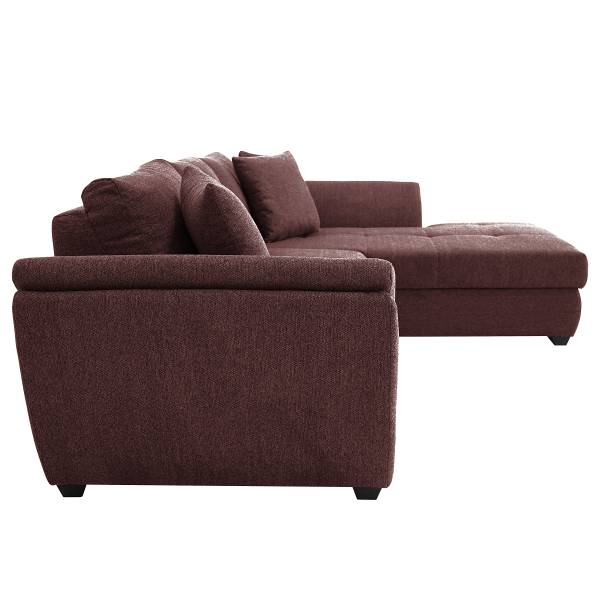 Ecksofa Baeta mit Schlaffunktion Webstoff Roge: Aubergine - Schlaffunktion davorstehend links