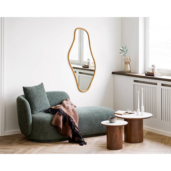Table basse Panyum Céramique / placage bois véritable - décor marbre blanc / frêne foncé